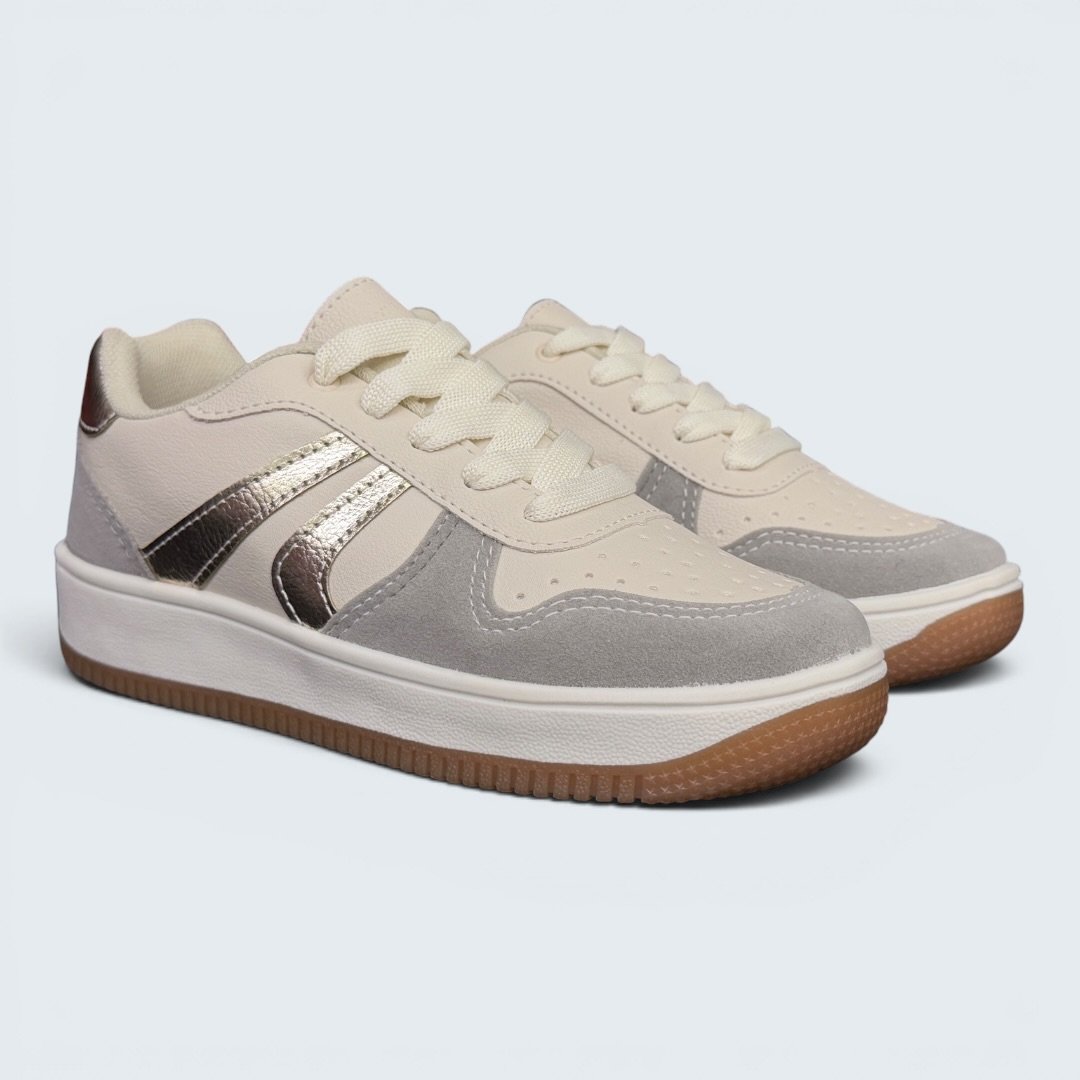 Tênis Rio Sul Casual Feminino Off White com Dourado Bege 3