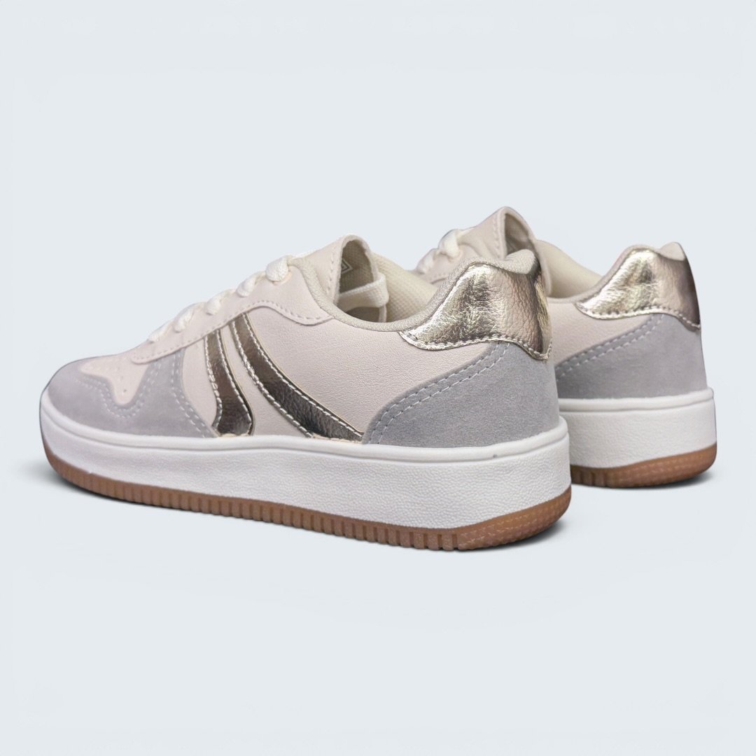Tênis Rio Sul Casual Feminino Off White com Dourado Bege 4