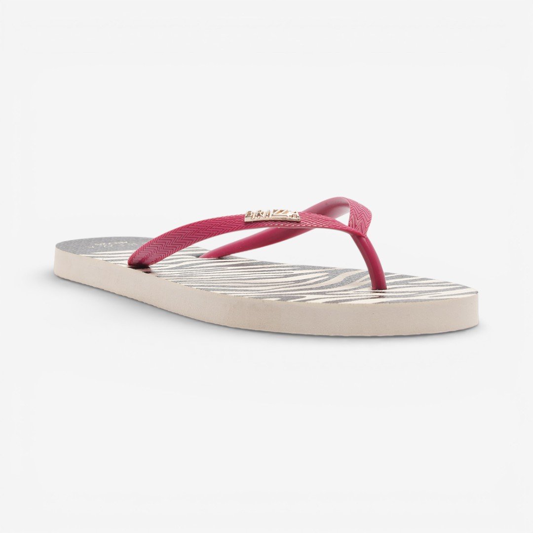 Chinelo Rasteiro Brizza Arezzo Animal Print com tira Pink Rosa 3