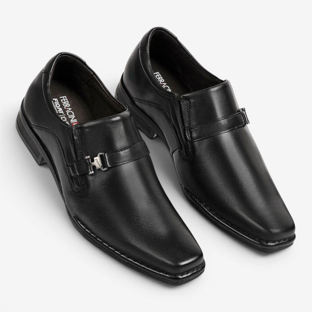 Sapato Social Masculino Ferracini Em Couro Preto Preto 2