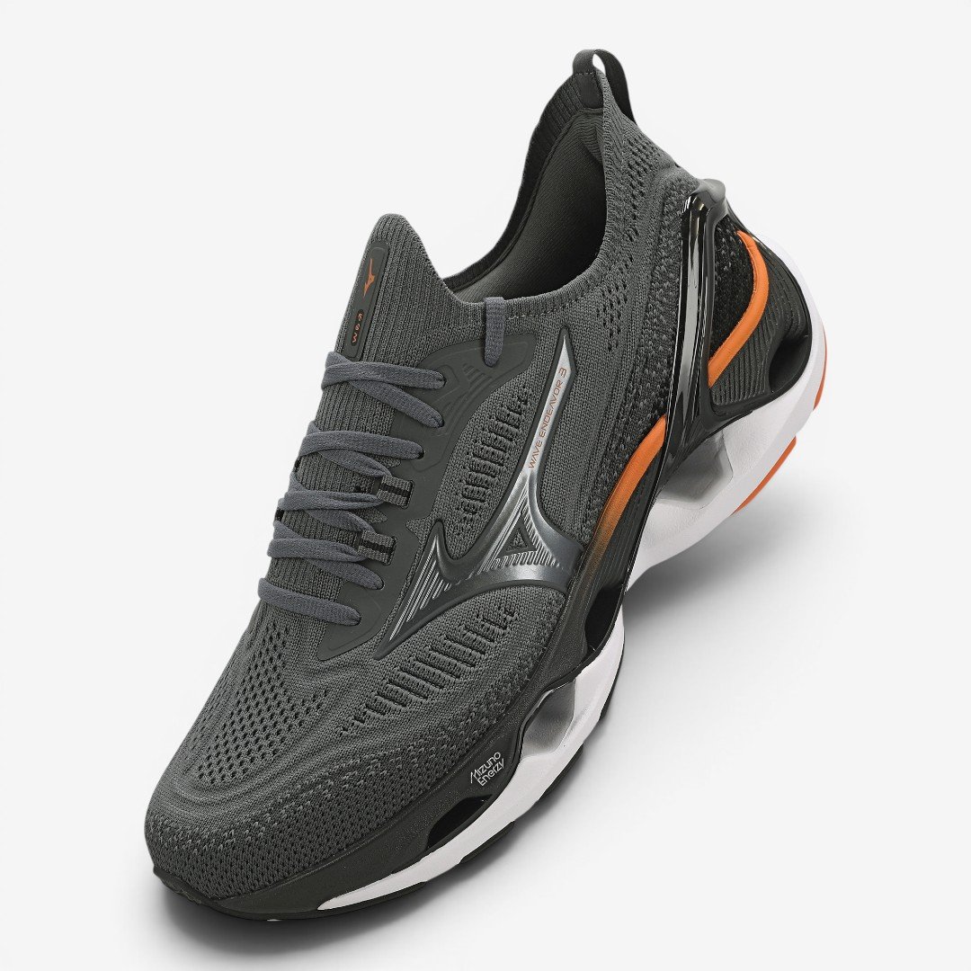 Tênis de Corrida Masculino Wave Endeavor 3 Cinza com Laranja Cinza 2