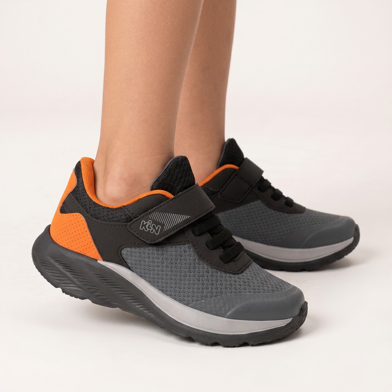 Tênis Klin Flow Infantil Masculino Grafite com Laranja Cinza 2