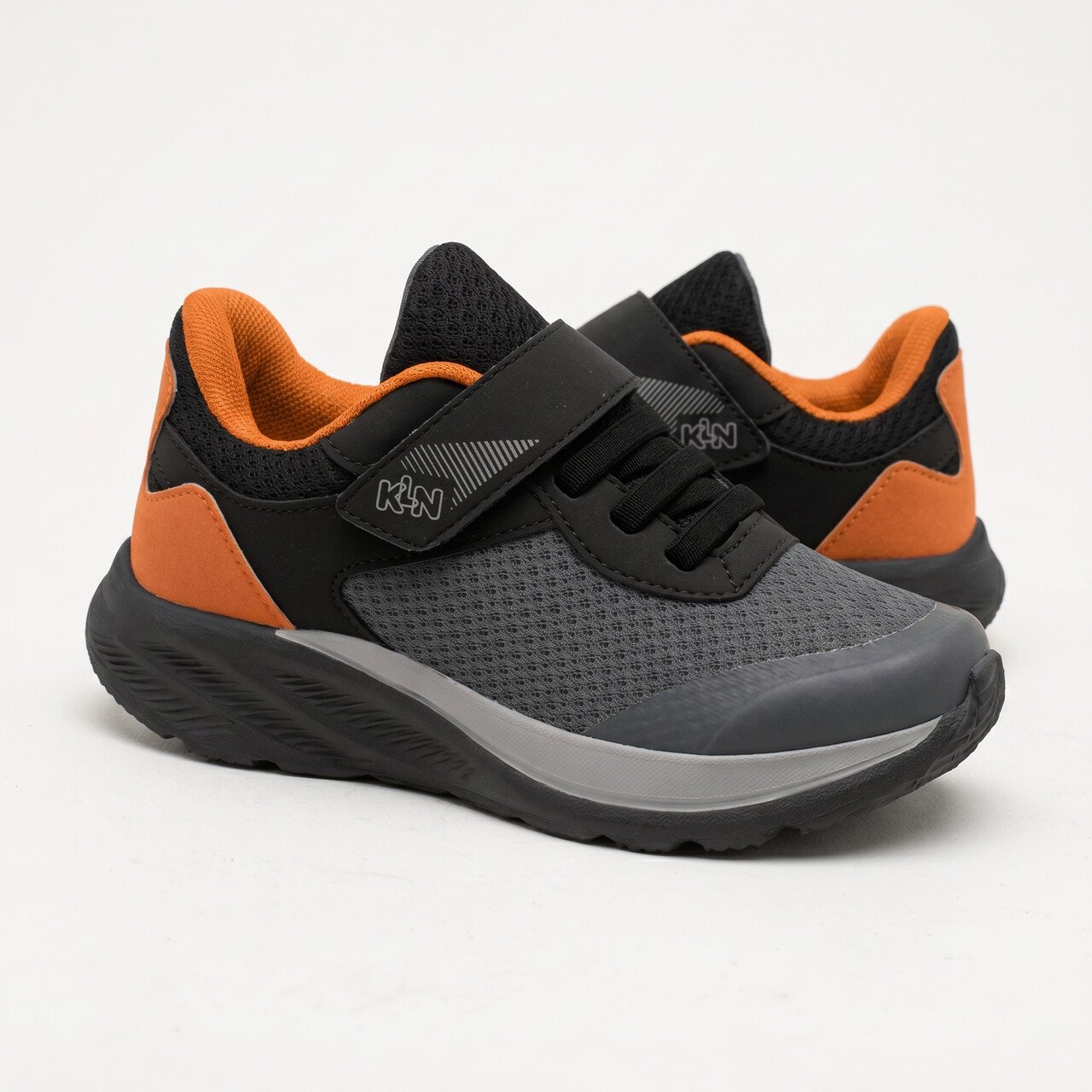 Tênis Klin Flow Infantil Masculino Grafite com Laranja Cinza 3
