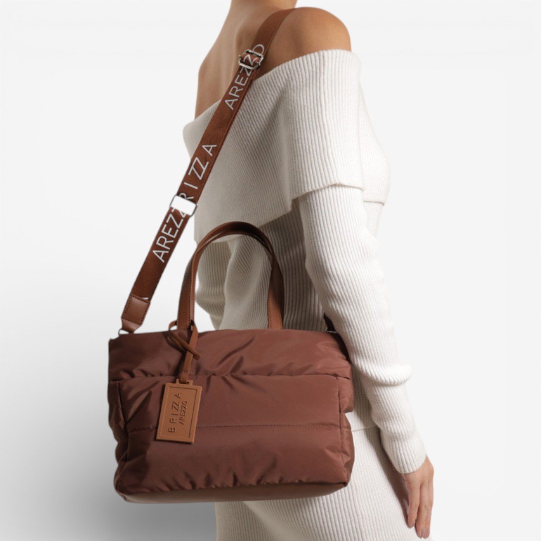 Bolsa Brizza Arezzo Tiracolo Marrom Nylon Gigi Pequena Marrom 5