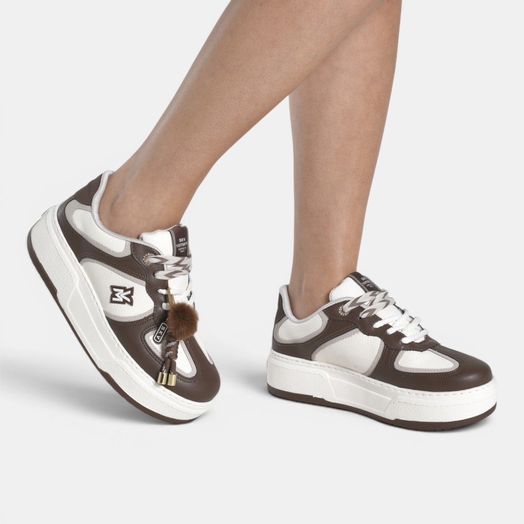 Tênis Plataforma Via Marte Com Pingente Off White com Marrom Bege/Marrom 3