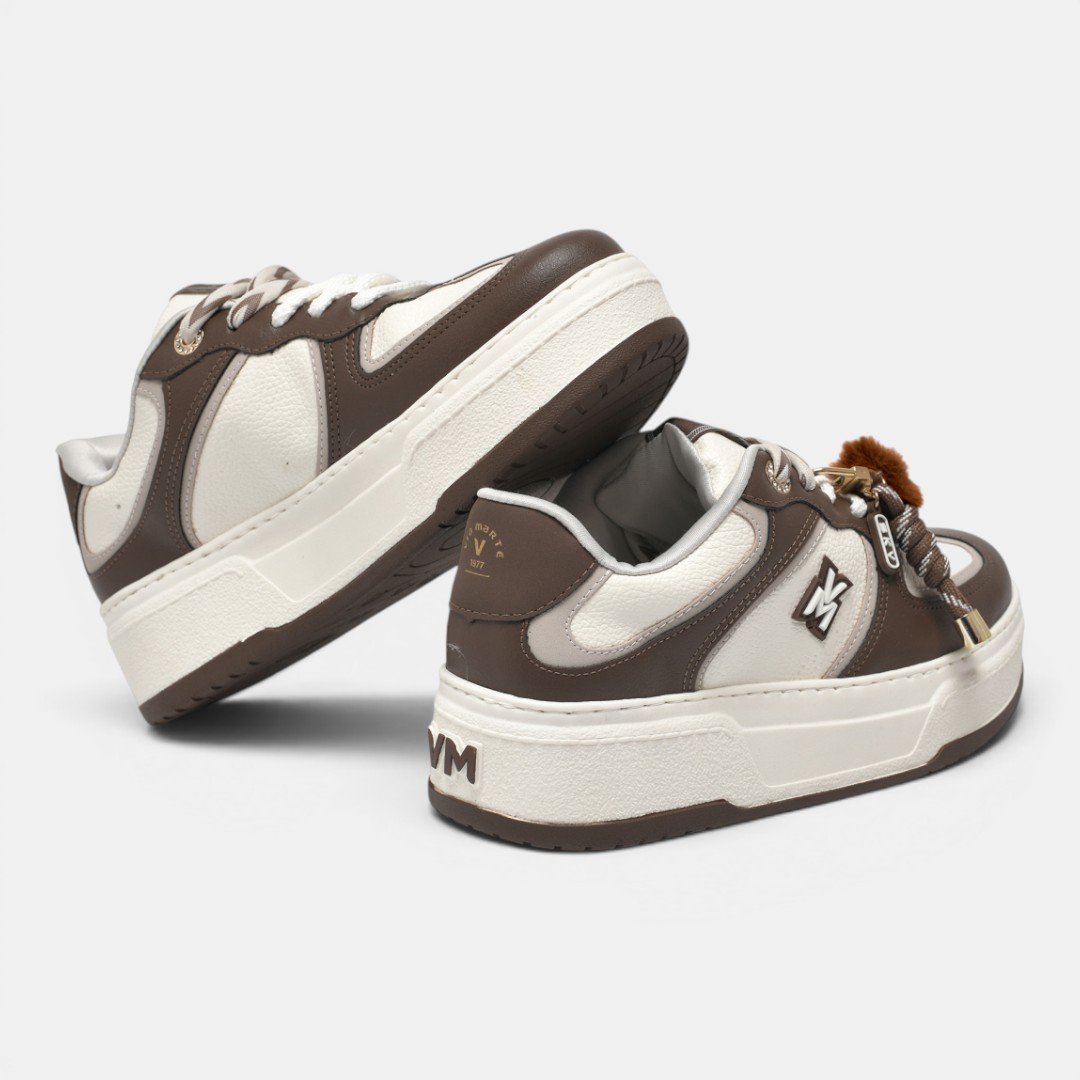Tênis Plataforma Via Marte Com Pingente Off White com Marrom Bege/Marrom 4