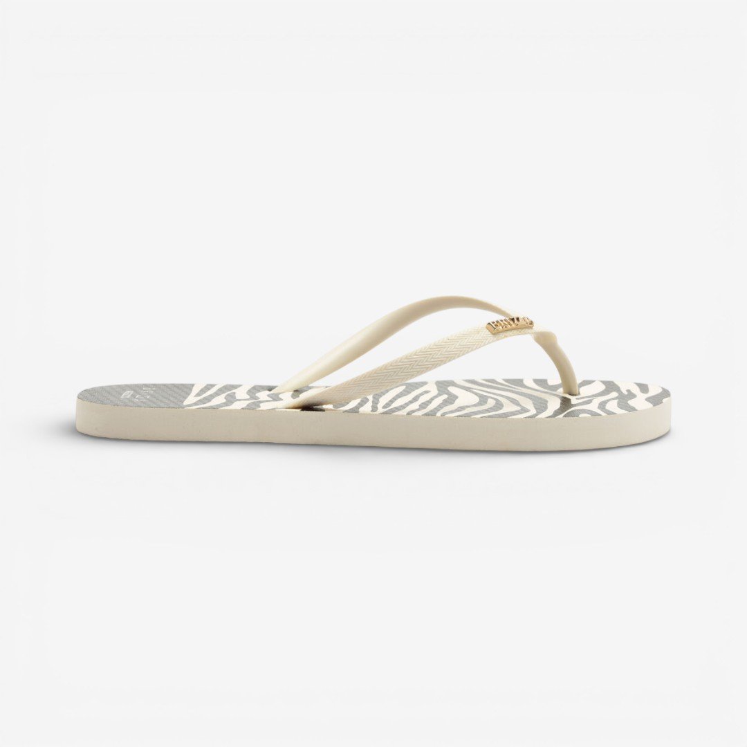 Chinelo Rasteiro Brizza Arezzo Animal Print Off White Branco/Preto 2