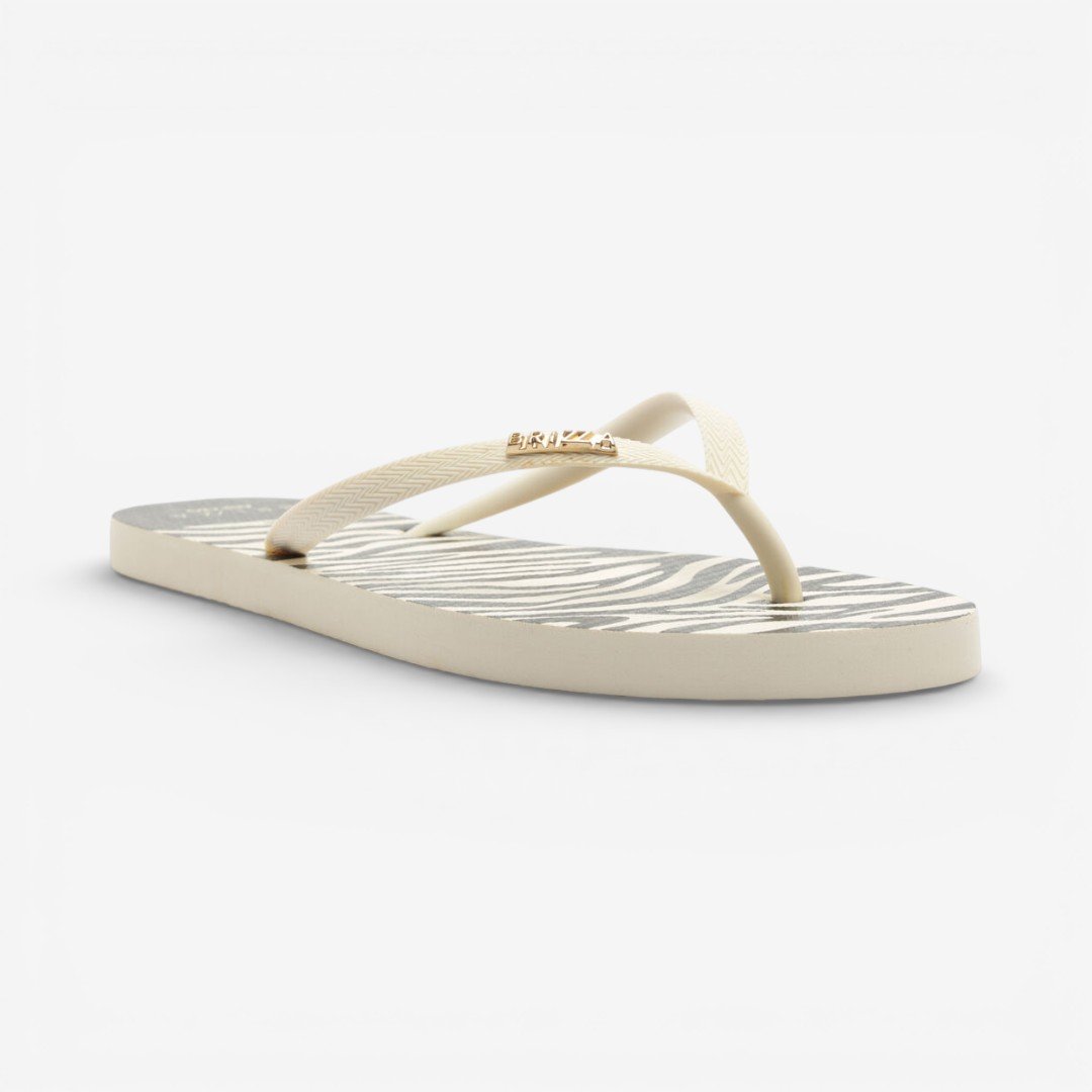 Chinelo Rasteiro Brizza Arezzo Animal Print Off White Branco/Preto 4