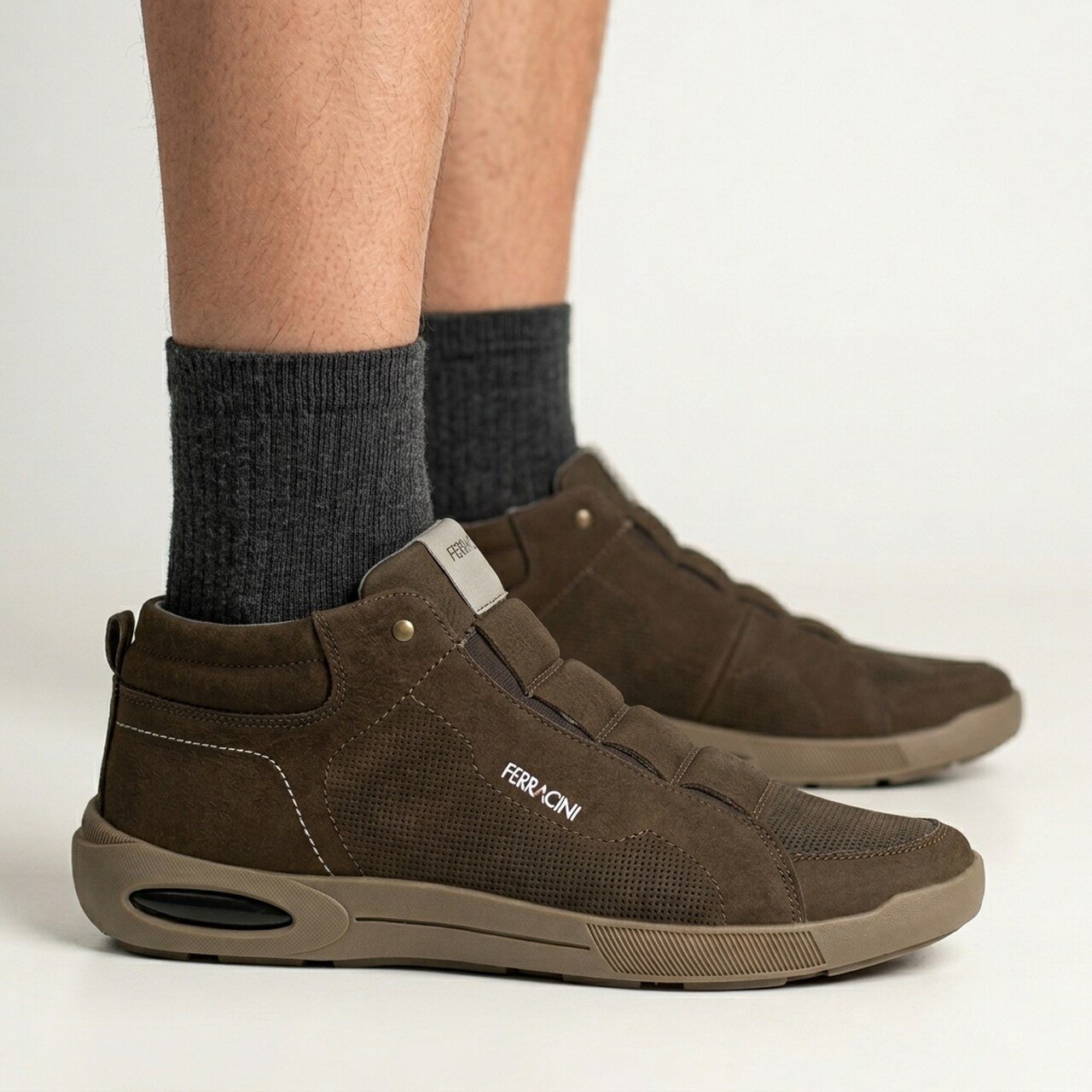 Tênis Ferracini Masculino Pulse Nobuck Marrom Marrom 2