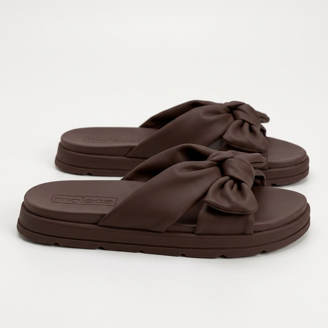 Chinelo Slide Moleca Marrom com Laço Marrom 3
