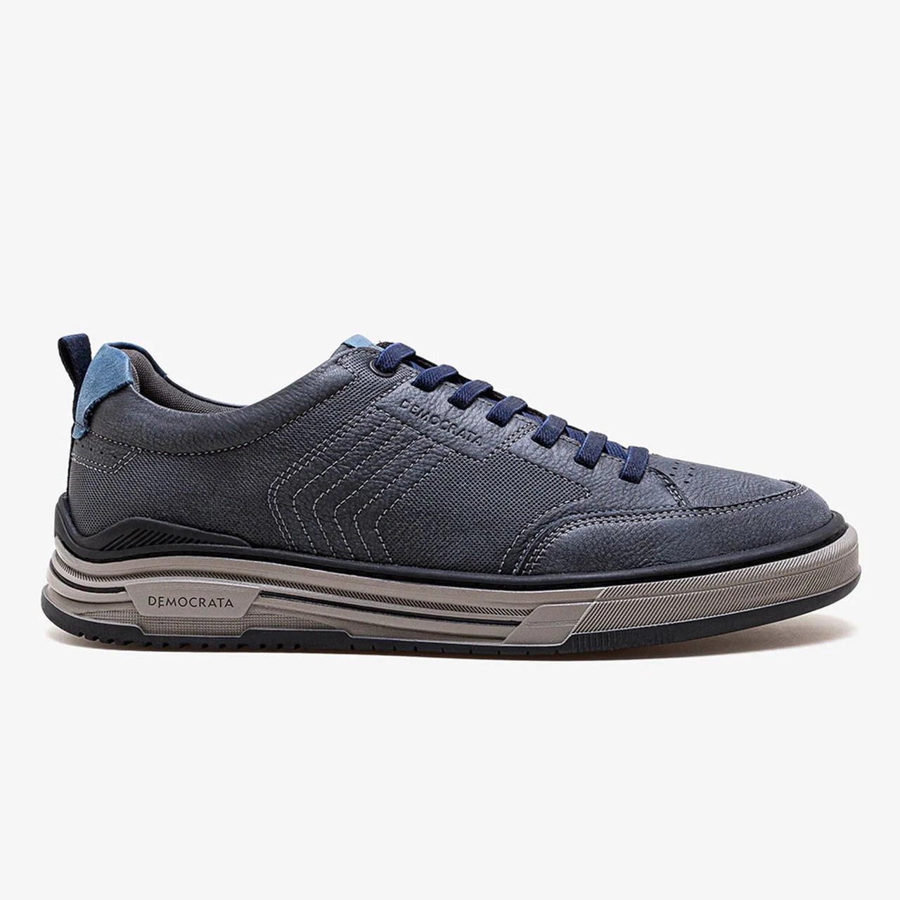 Tênis Democrata Denim Dylan Couro Azul Marinho