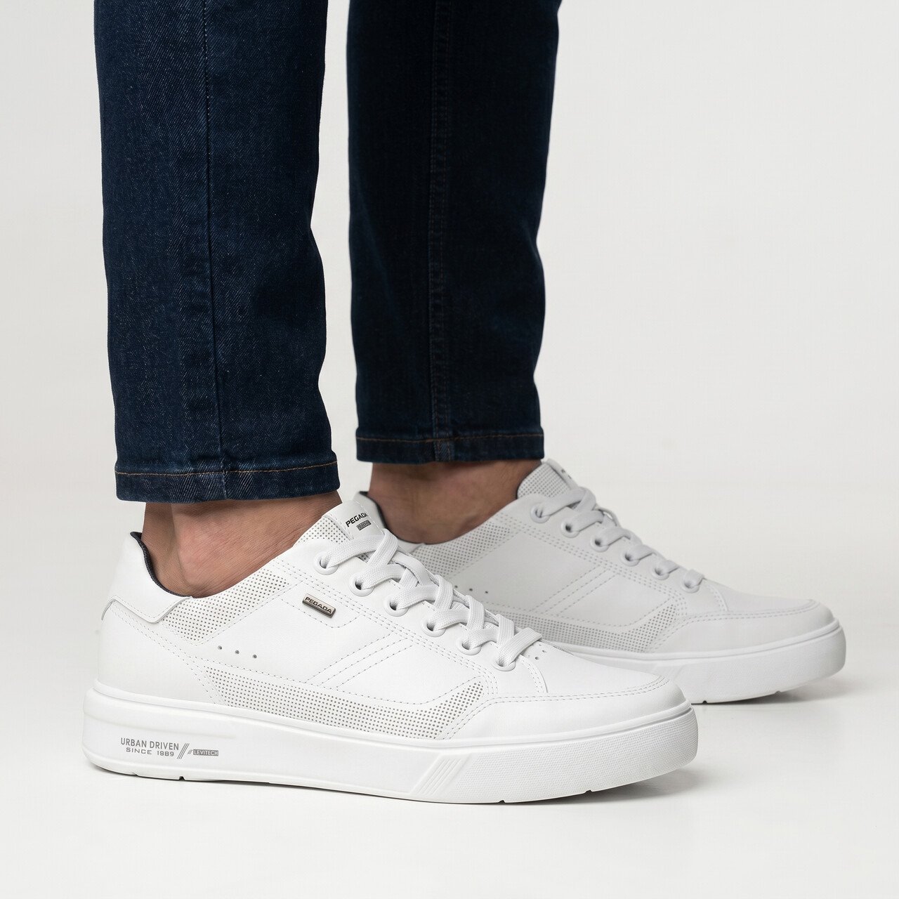 Tênis Casual Pegada Masculino Em Couro Branco Branco 2