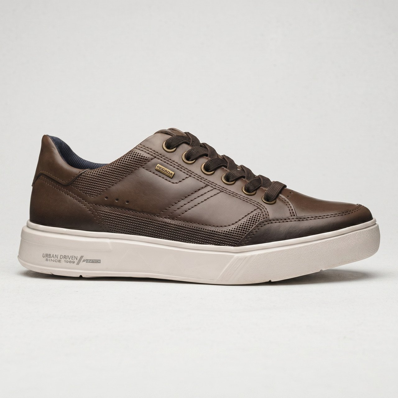 Tênis Casual Pegada Masculino Em Couro Marrom