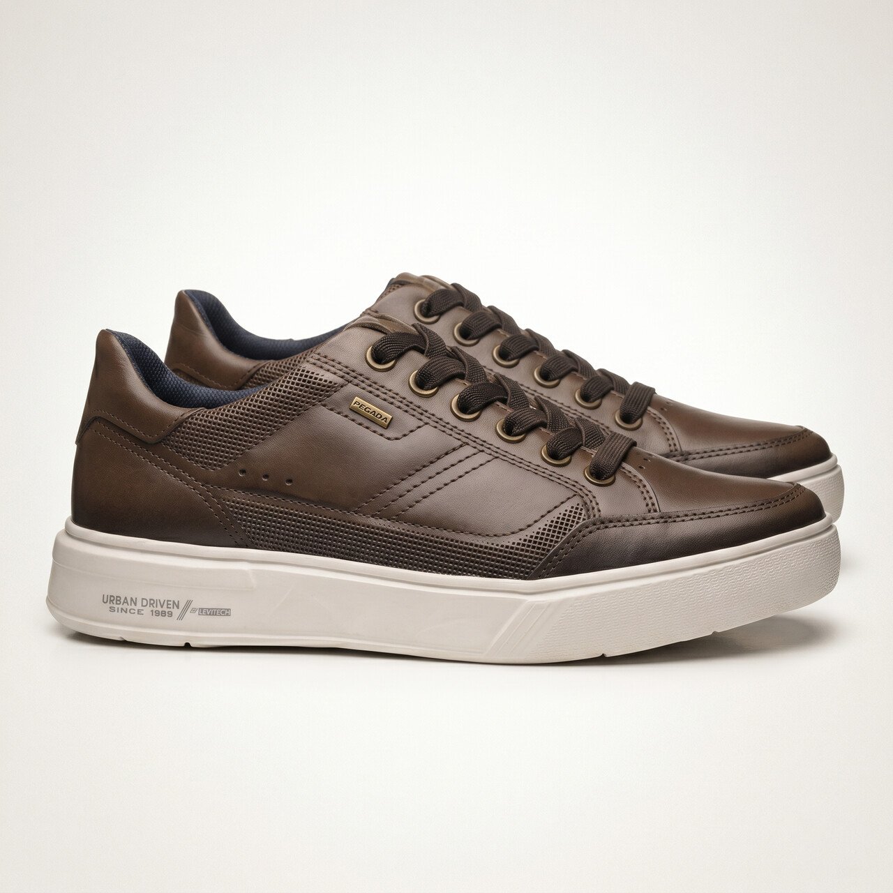 Tênis Casual Pegada Masculino Em Couro Marrom Marrom 3