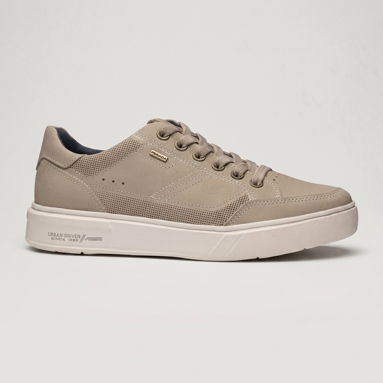 Tênis Casual Pegada Masculino Em Couro Bege