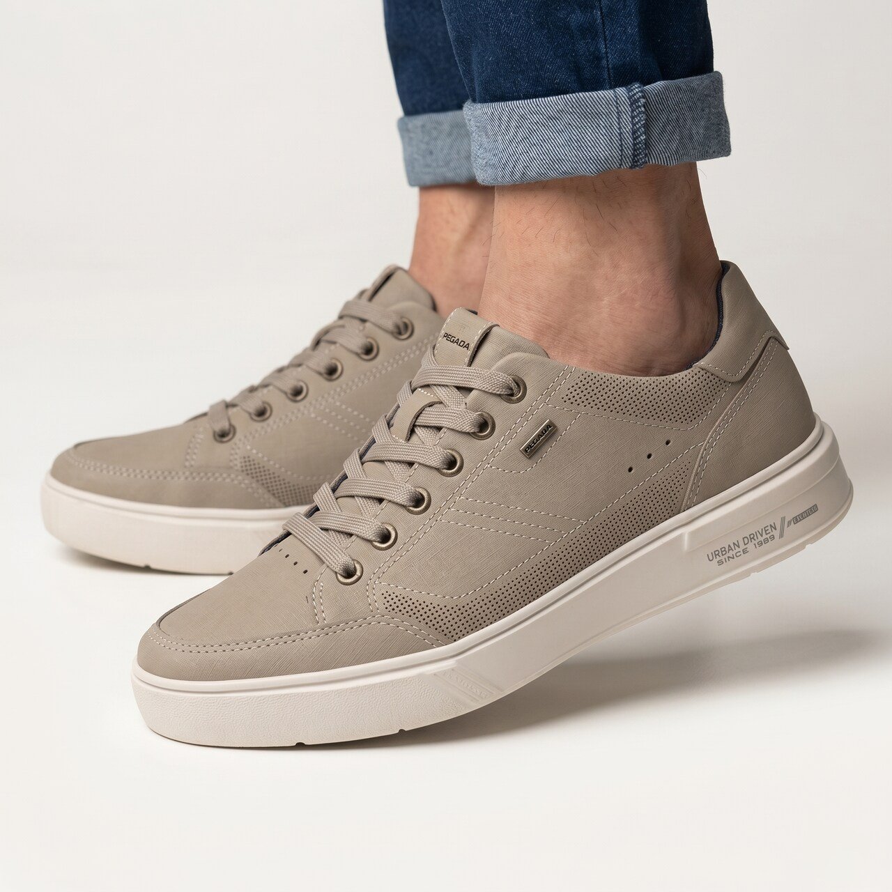 Tênis Casual Pegada Masculino Em Couro Bege Bege 2