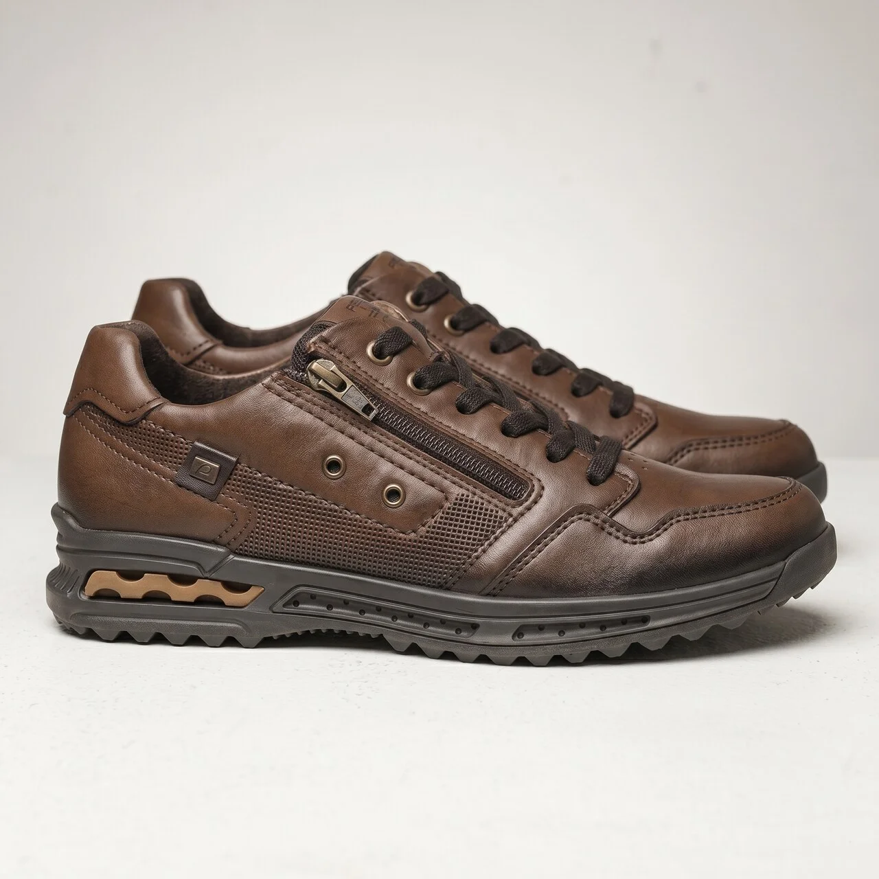 Tênis Casual Pegada Masculino Em Couro Marrom Marrom 3