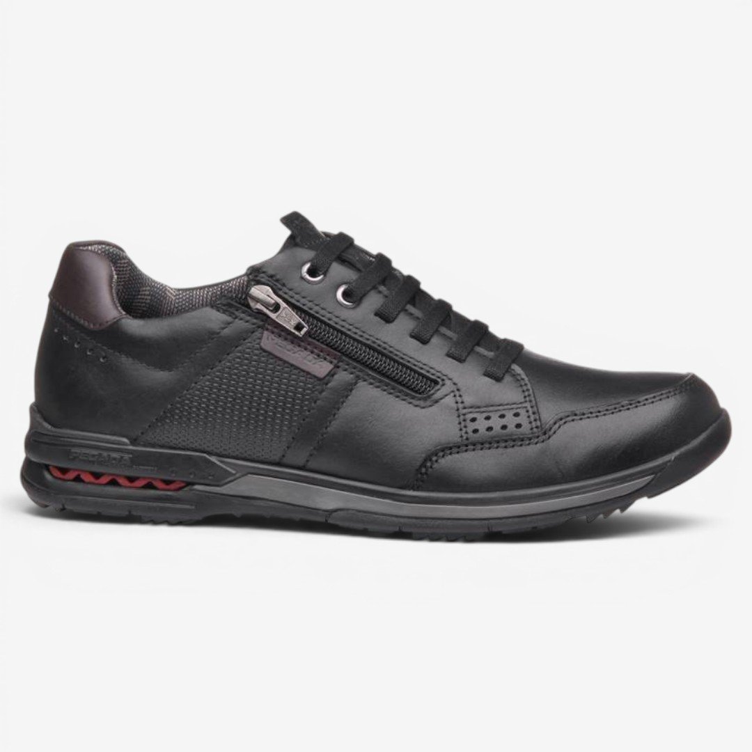 Tênis Casual Pegada Masculino Em Couro Preto