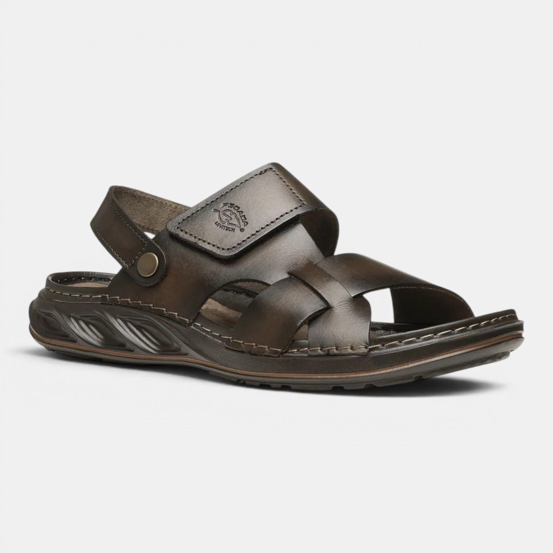 Sandália Pegada Masculina Em Couro Marrom Marrom 4
