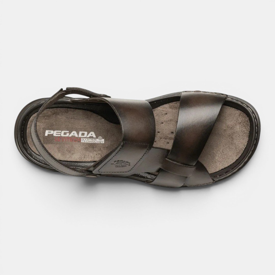 Sandália Pegada Masculina Em Couro Marrom Marrom 7