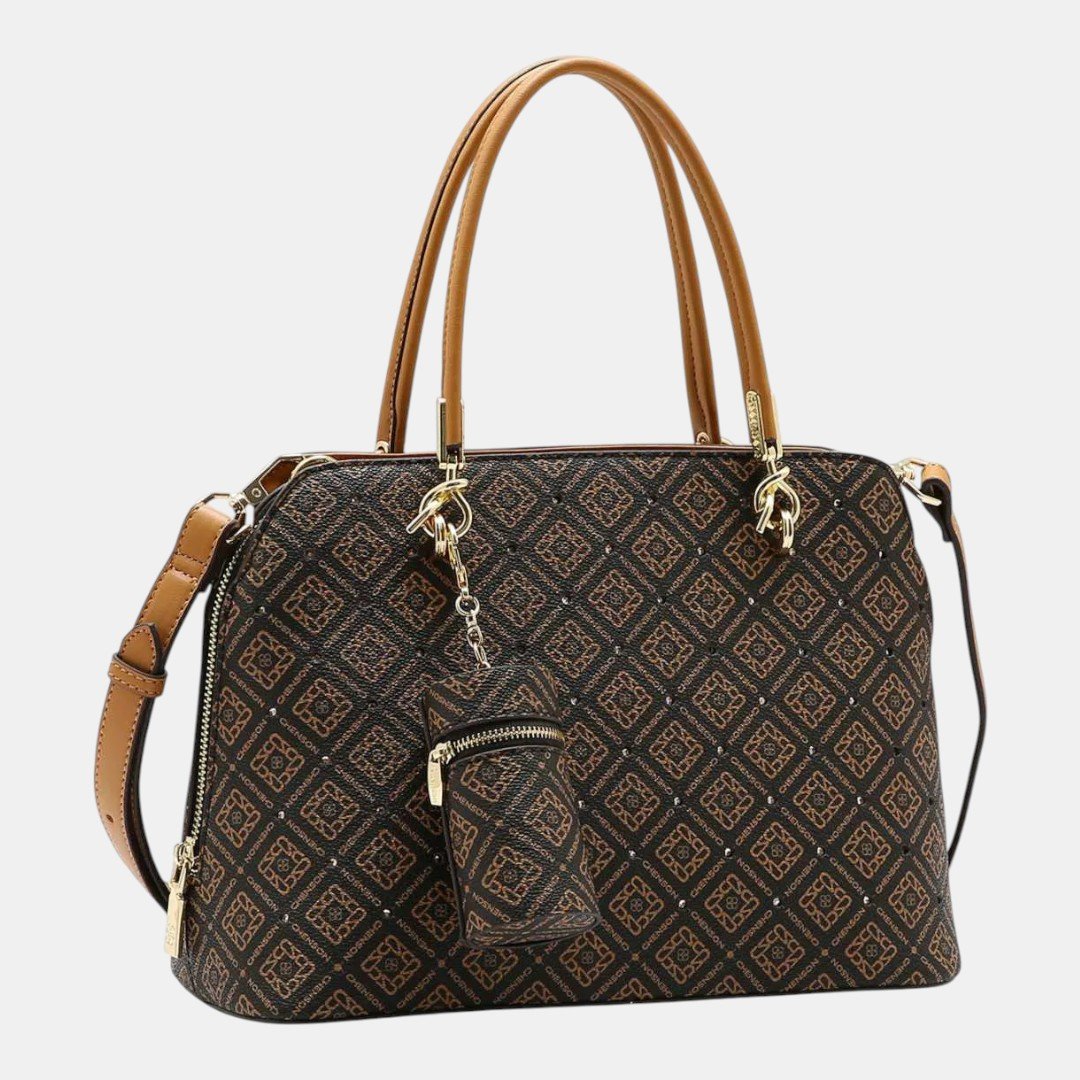 Bolsa Feminina Chenson Mão Monograma Luxo Marrom