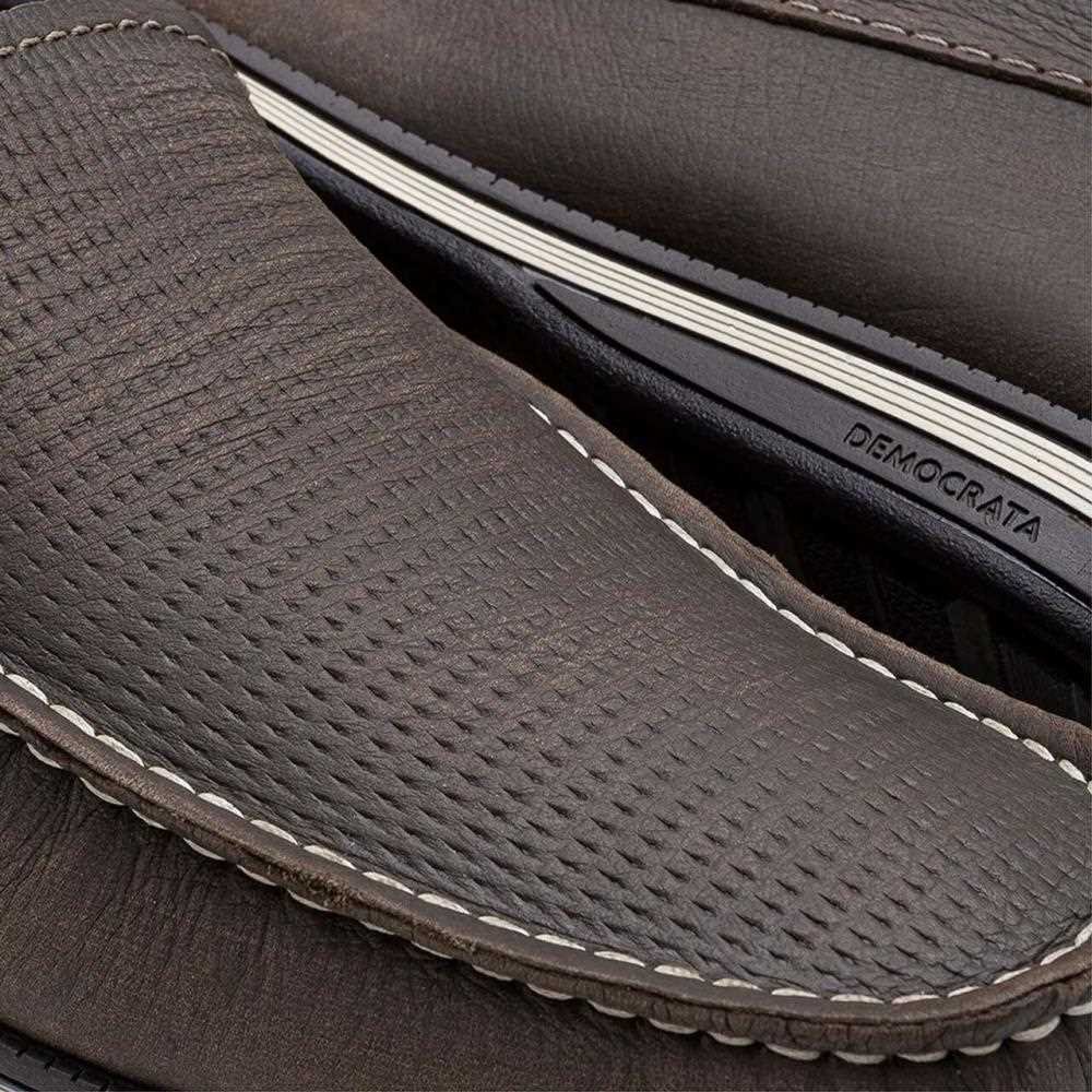 Mocassim Democrata Easy Ted Em Couro Cinza Smoke Marrom 3