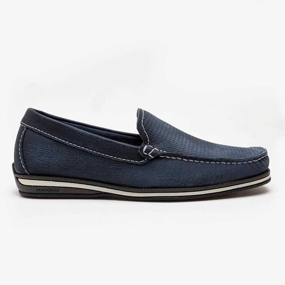 Mocassim Democrata Easy Ted Em Couro Azul Marinho