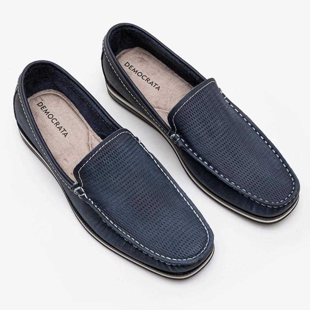 Mocassim Democrata Easy Ted Em Couro Azul Marinho Azul Marinho 2