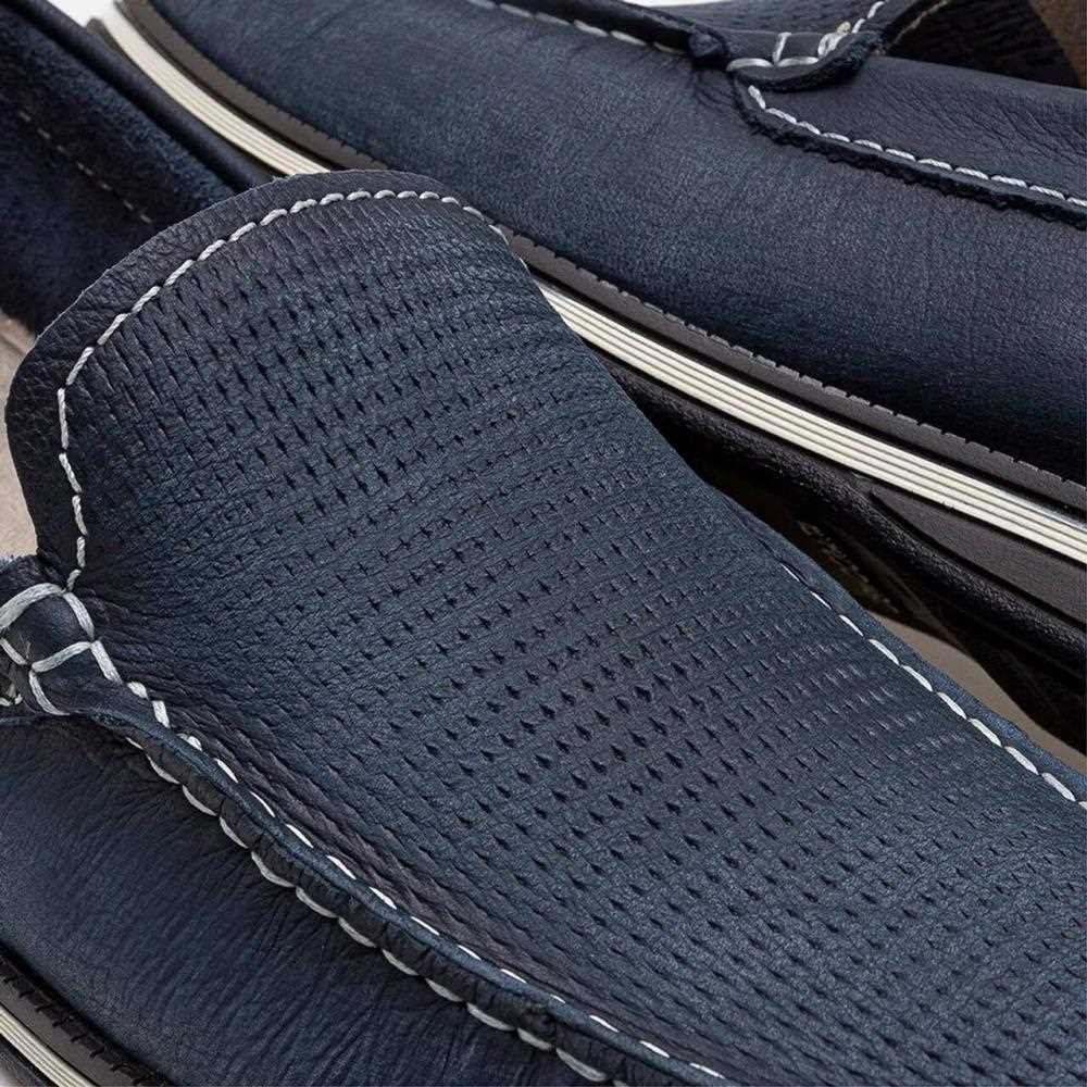 Mocassim Democrata Easy Ted Em Couro Azul Marinho Azul Marinho 3