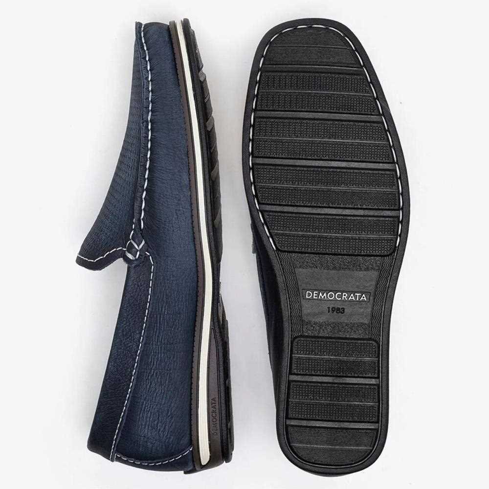 Mocassim Democrata Easy Ted Em Couro Azul Marinho Azul Marinho 4