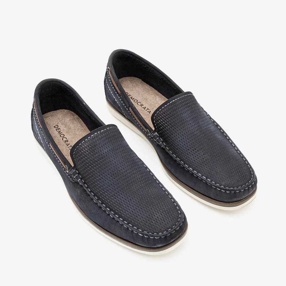 Mocassim Democrata Masculino Em Couro Azul Marinho Azul Marinho 2