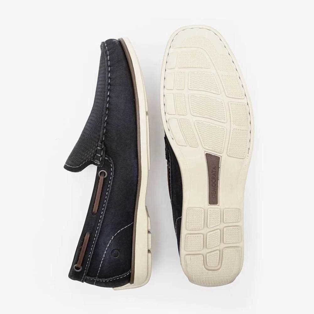 Mocassim Democrata Masculino Em Couro Azul Marinho Azul Marinho 3