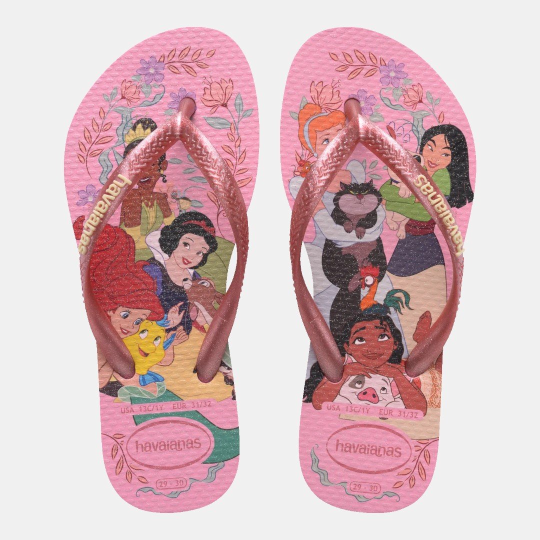 Chinelo Havaianas Infantil Slim Princesas Rosa