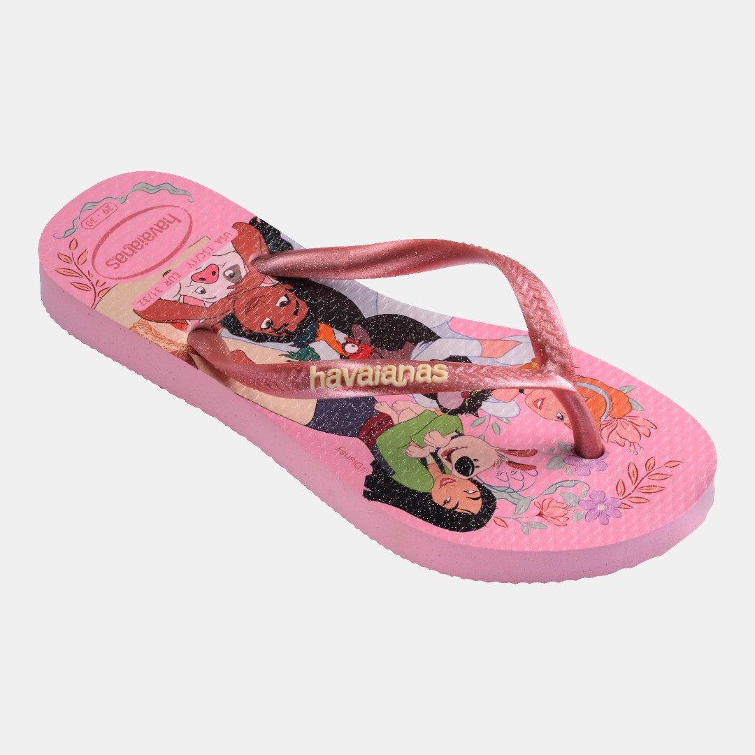 Chinelo Havaianas Infantil Slim Princesas Rosa Rosa 2