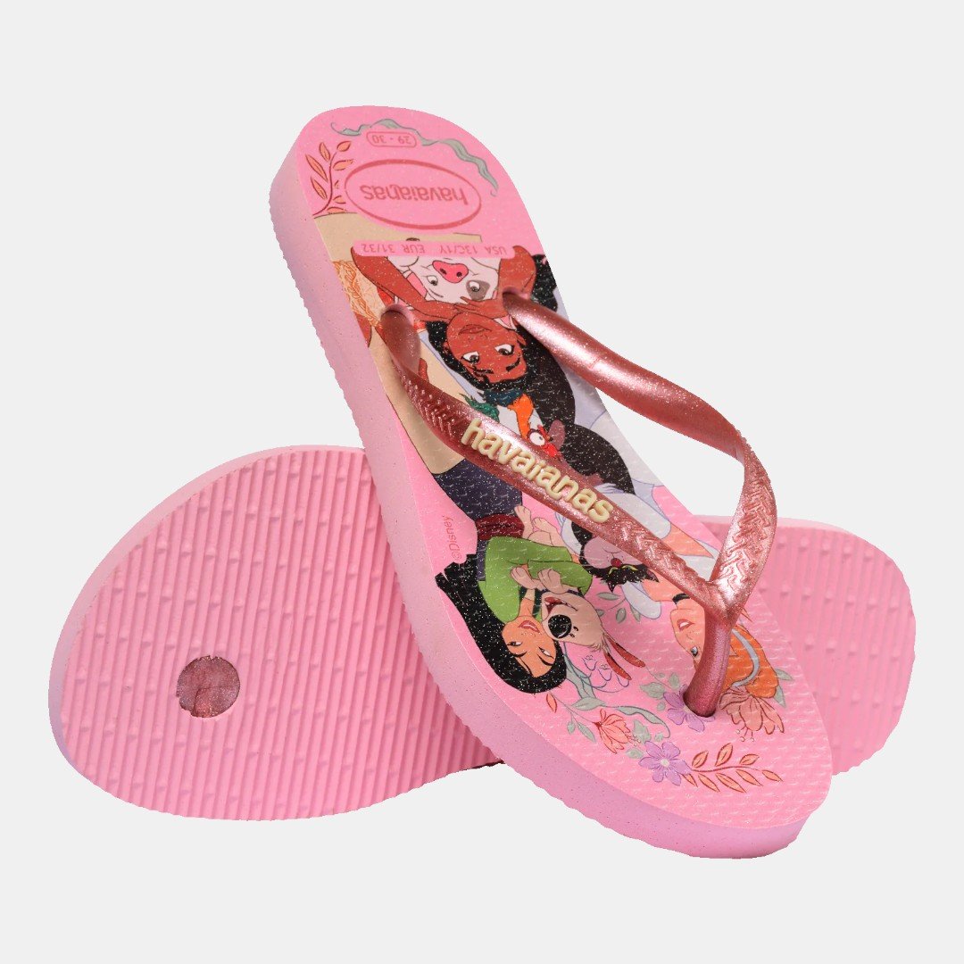 Chinelo Havaianas Infantil Slim Princesas Rosa Rosa 4