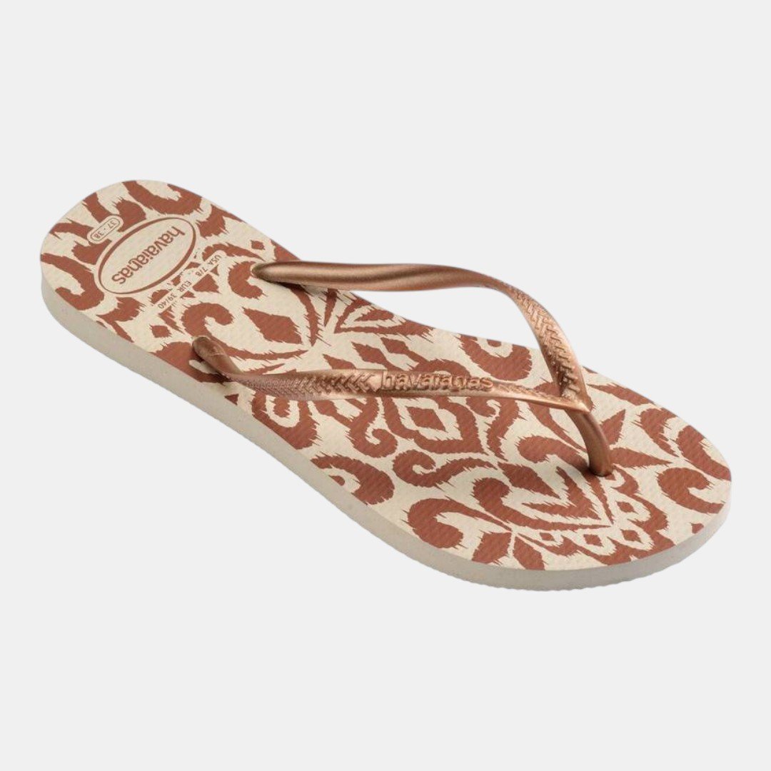 Chinelo Havaianas Slim Classic Essence Bege Dourado 2