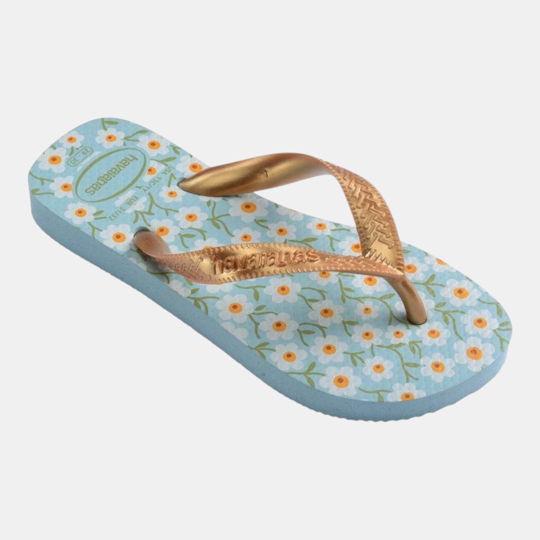 Chinelo Havaianas Kids Flores Infantil Azul Claro