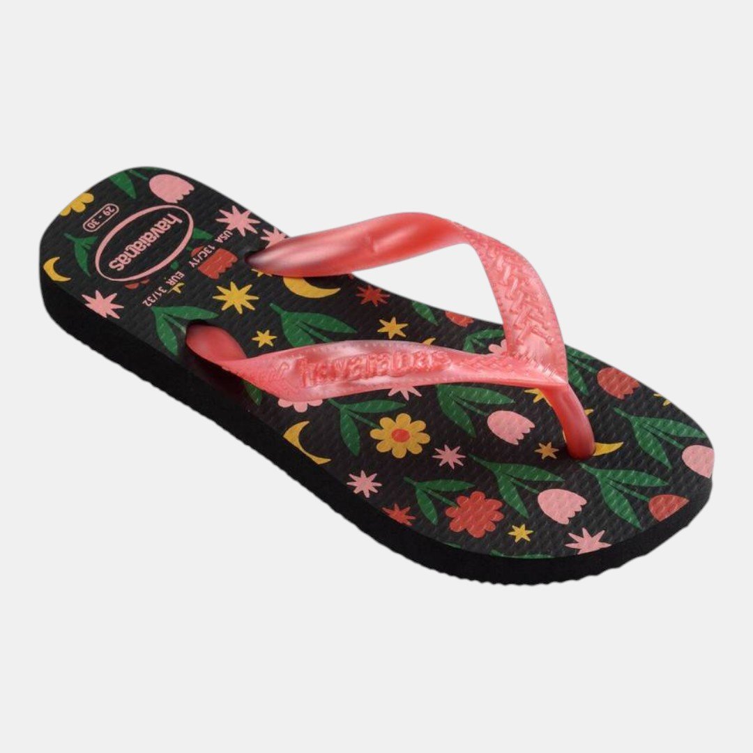 Chinelo Havaianas Kids Flores Infantil Preto