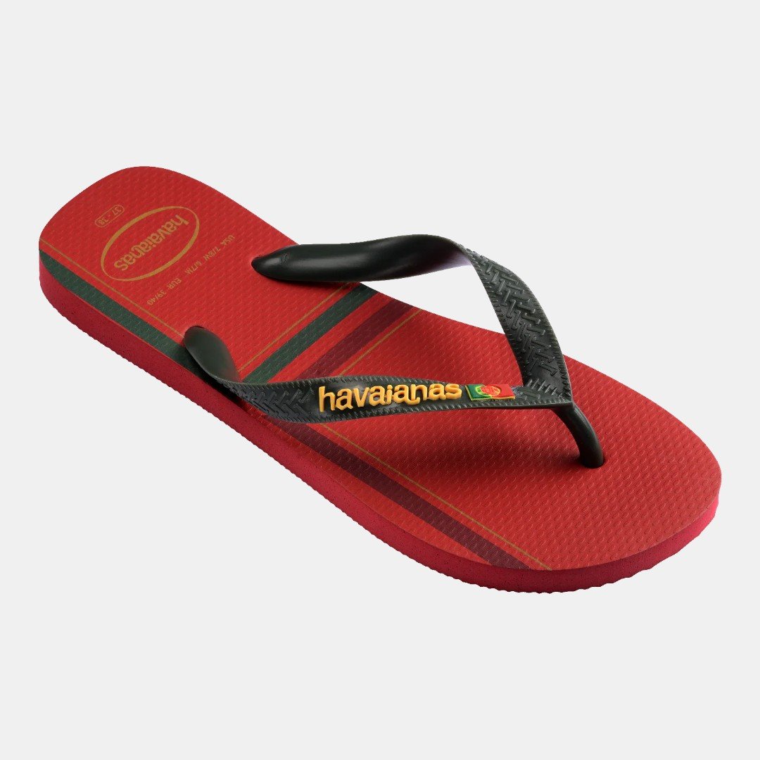 Chinelo Havaianas Top Nations Seleções Portugal Vermelho Preto 2