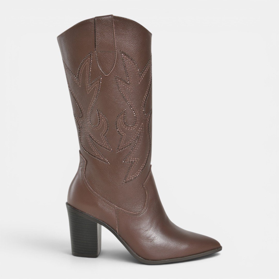 Bota Via Marte Western Couro Marrom