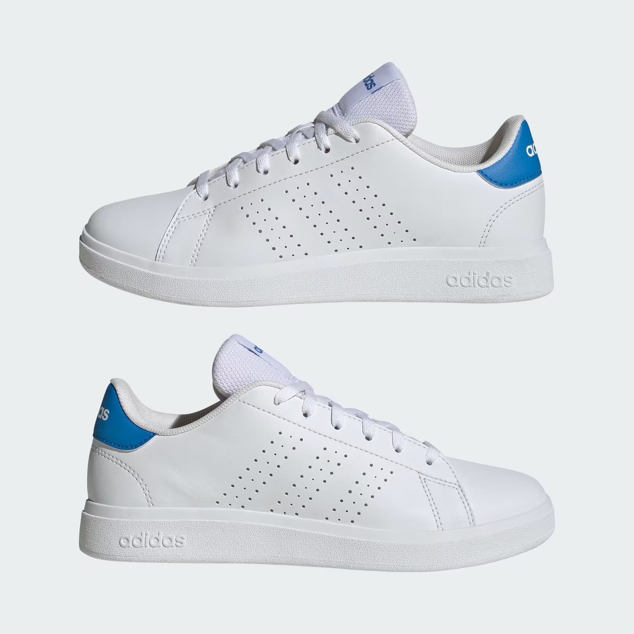 Tênis Adidas Advantage Base 2.0 Infantil Branco com Azul Branco 7
