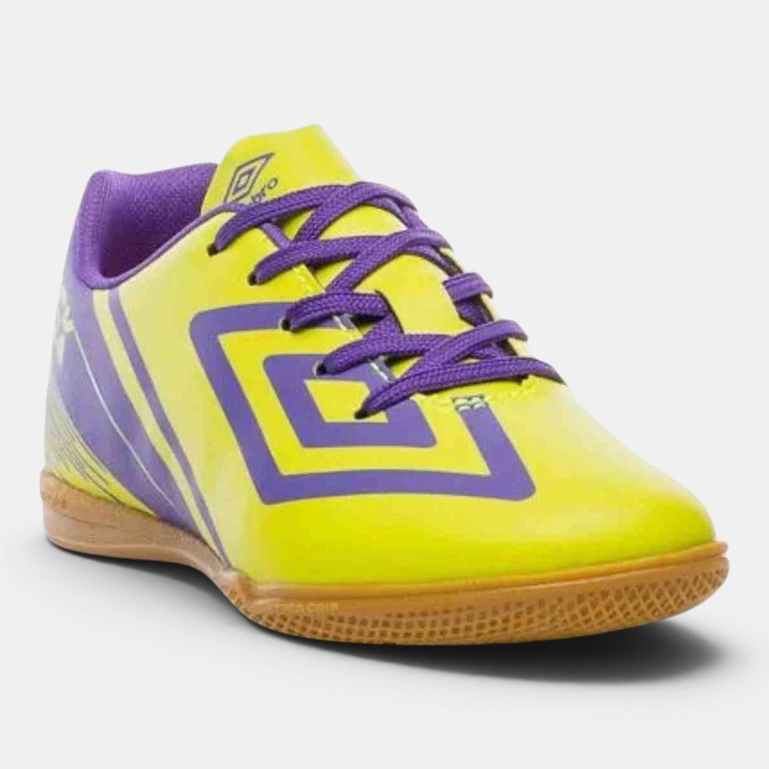 Chuteira Futsal Infantil Umbro Kick Jr Amarela com Roxo Amarelo/Roxo 2