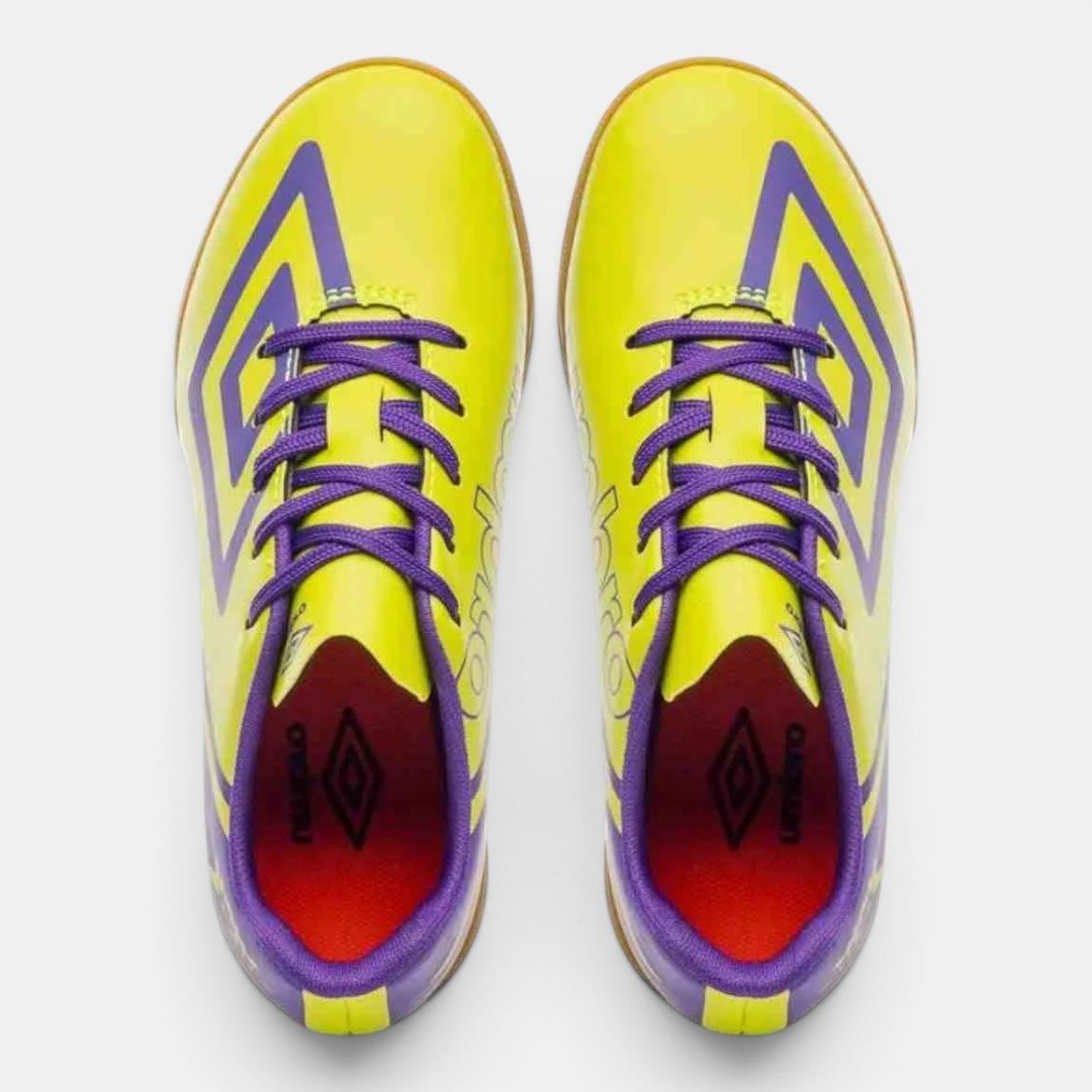 Chuteira Futsal Infantil Umbro Kick Jr Amarela com Roxo Amarelo/Roxo 3