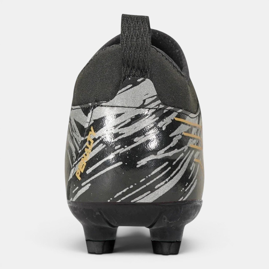 Chuteira Campo Penalty RX Locker 4 Preta com Dourado Cinza 6