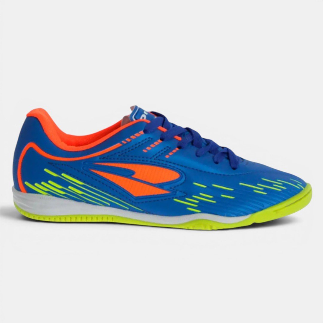 Chuteira Dray Futsal Azul com Laranja