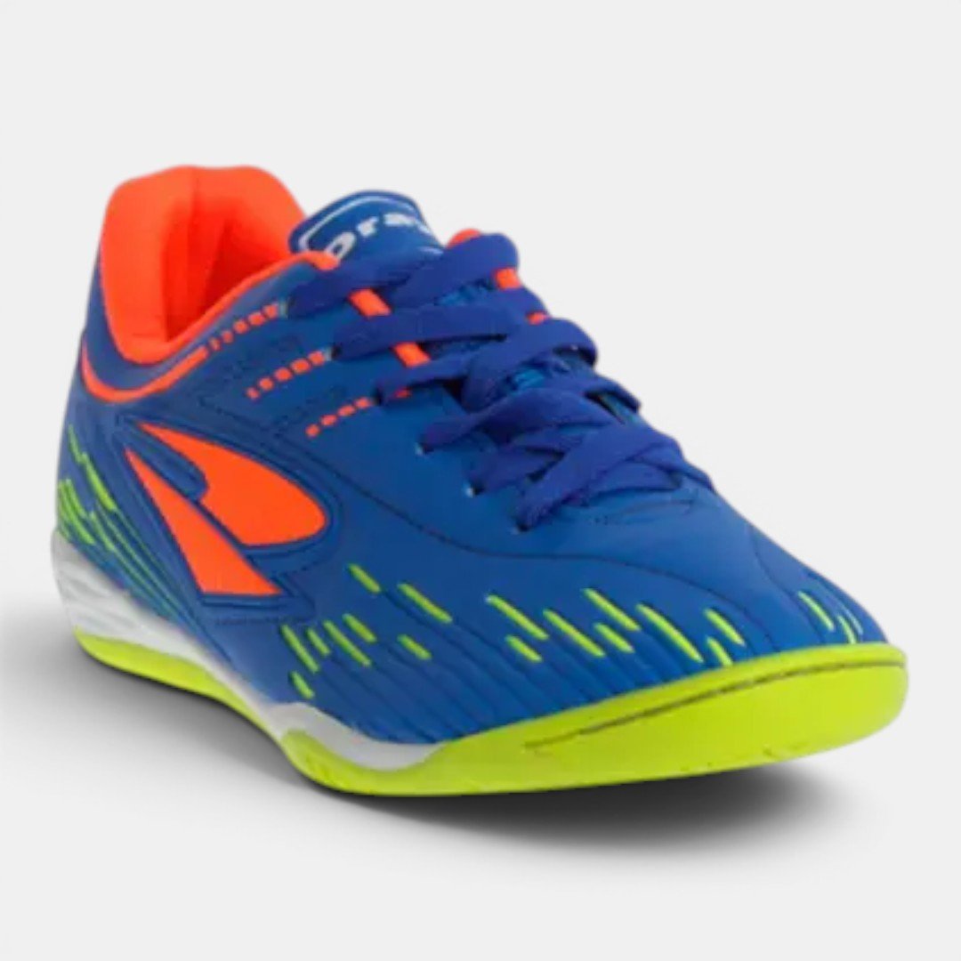Chuteira Dray Futsal Azul com Laranja Azul 2