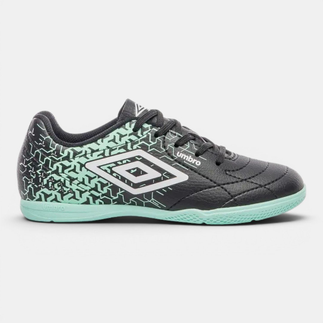 Chuteira Futsal Umbro Class Neo Preta com Verde Água