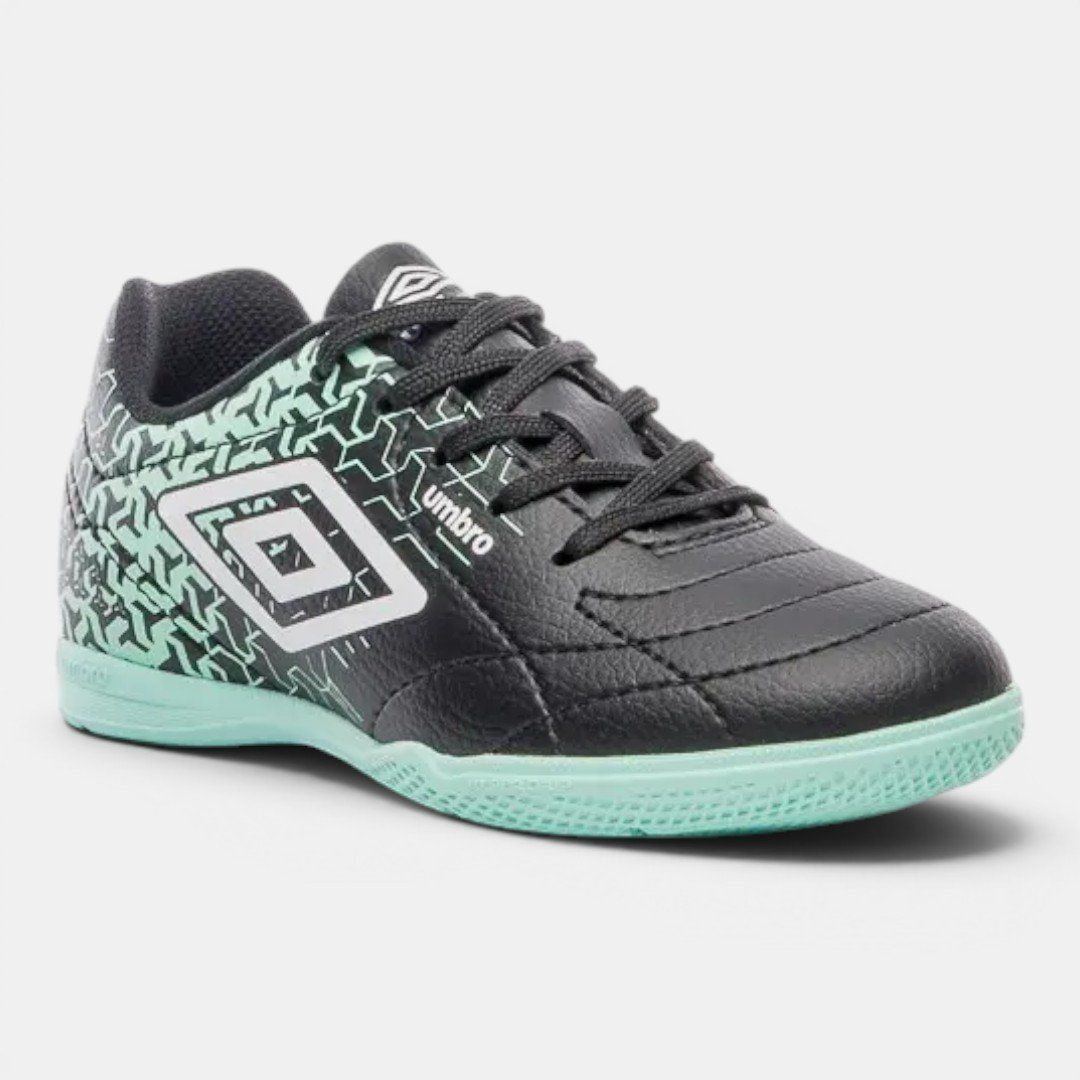 Chuteira Futsal Umbro Class Neo Preta com Verde Água Preto/Verde 2