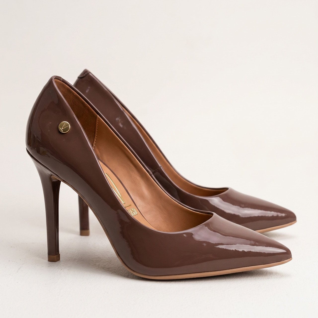 Sapato Scarpin Vizzano Salto Alto Verniz Marrom Chocolate Marrom 3