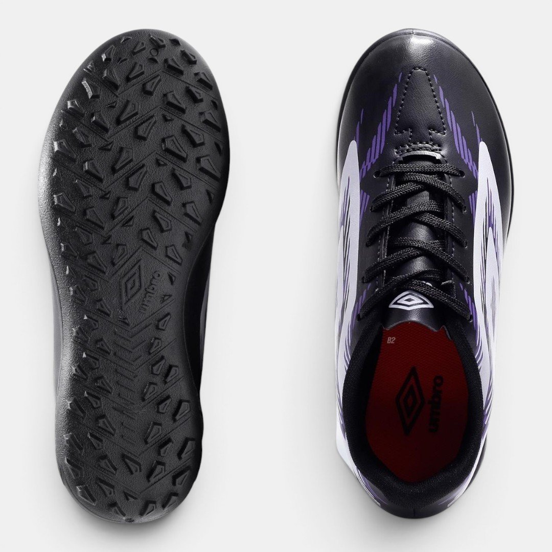 Chuteira Society Umbro Invictus Preta com Roxo Preto/Roxo 4